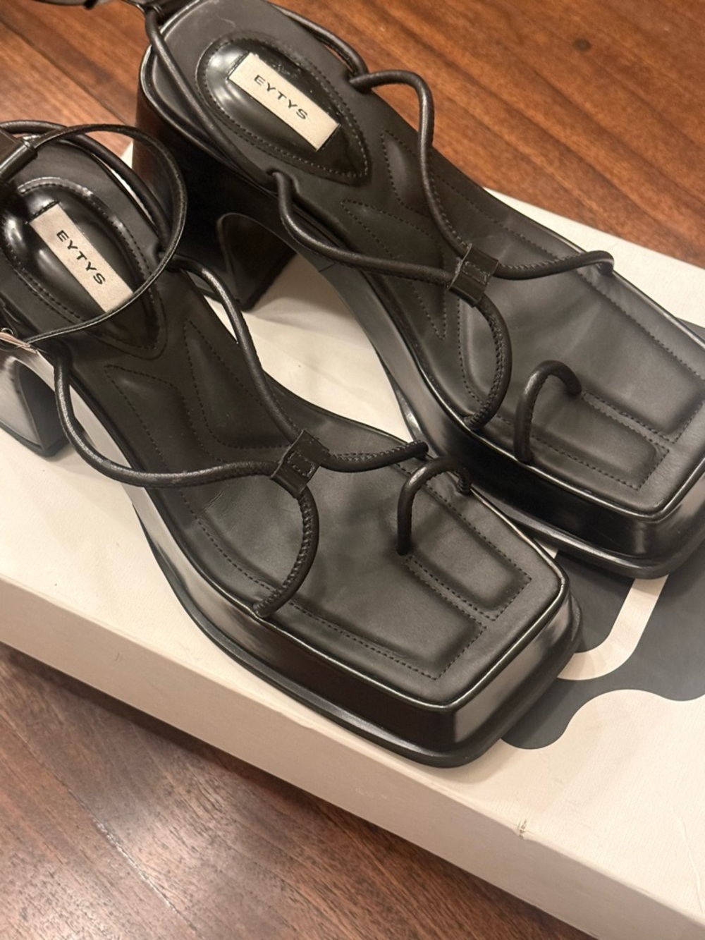 NWT Eytys Black Square-Toe Heels - Picture 4 of 8